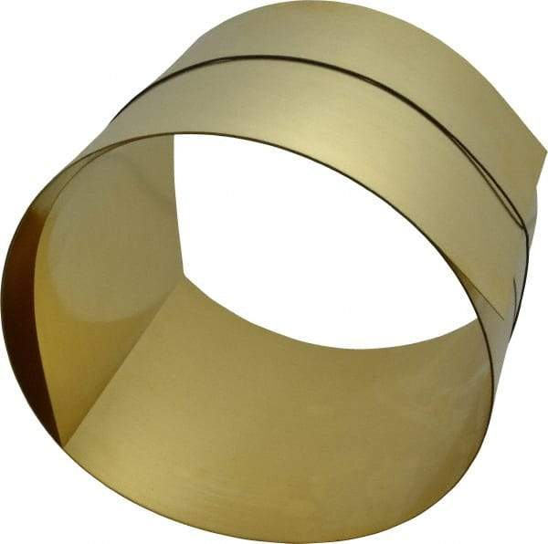 Made in USA - 5 Ft. Long x 6 Inch Wide x 0.015 Inch Thick, Roll Shim Stock - Brass - Benchmark Tooling