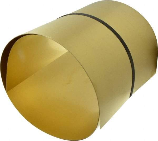 Made in USA - 10 Ft. Long x 12 Inch Wide x 0.015 Inch Thick, Roll Shim Stock - Brass - Benchmark Tooling