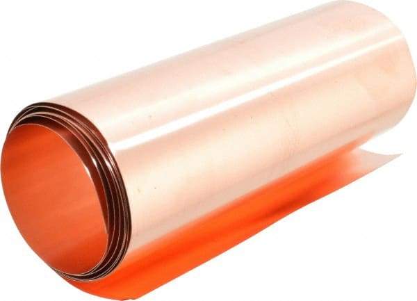 Made in USA - 4 Piece, 50 Inch Long x 6 Inch Wide x 0.001 to 0.01 Inch Thick, Assortment Roll Shim Stock - Copper, 0.001 to 0.01 Inch Thick - Benchmark Tooling