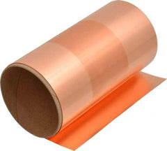 Made in USA - 100 Inch Long x 6 Inch Wide x 0.002 Inch Thick, Roll Shim Stock - Copper - Benchmark Tooling