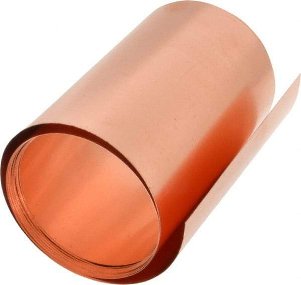 Made in USA - 100 Inch Long x 6 Inch Wide x 0.008 Inch Thick, Roll Shim Stock - Copper - Benchmark Tooling