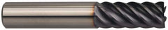 Guhring - 5/16", 13/16" LOC, 5/16" Shank Diam, 2-1/2" OAL, 6 Flute, Solid Carbide Square End Mill - Single End, FIREX Finish, Spiral Flute, 44/45/46° Helix, Centercutting, Right Hand Cut, Right Hand Flute, Series 3115 - Benchmark Tooling