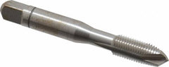 Balax - 3/8-24 UNF, 3 Flute, Bright Finish, Powdered Metal Spiral Point Tap - Plug Chamfer, Right Hand Thread, 2-15/16" OAL, 0.98" Thread Length, 0.381" Shank Diam, Series BX100 - Exact Industrial Supply
