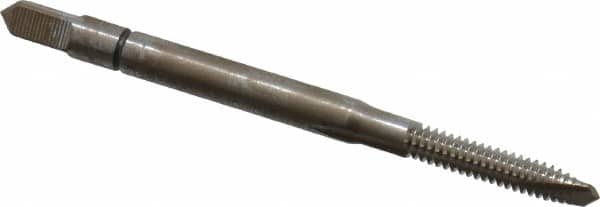 Balax - #4-40 UNC, 3 Flute, Bright Finish, Powdered Metal Spiral Point Tap - Plug Chamfer, Right Hand Thread, 1-7/8" OAL, 0.56" Thread Length, 0.141" Shank Diam, Series BX100 - Exact Industrial Supply