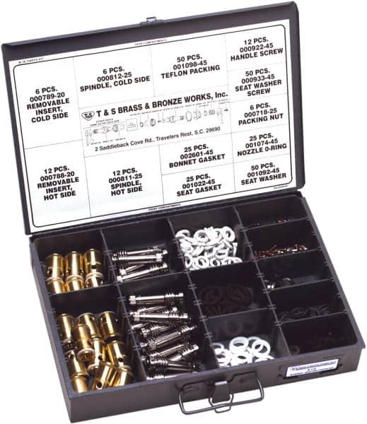 T&S Brass - 267 Pieces Boxed Faucet Repair Kit - Master Parts Kit Style - Benchmark Tooling