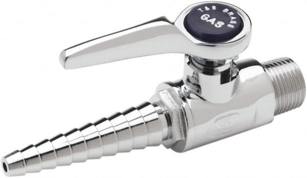 T&S Brass - 3/8" Pipe, Ball Head Hose Gas Cock - Chrome Plated Brass - Benchmark Tooling