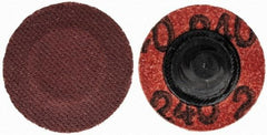 Merit Abrasives - 1" Disc Diam, 240 Grit, Aluminum Oxide Quick Change Disc - Type R Attaching System, Coated, Brown, 40,000 RPM, ALO Series - Benchmark Tooling