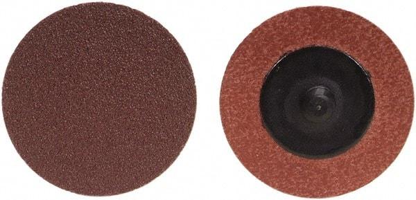 Merit Abrasives - 1" Disc Diam, 50 Grit, Aluminum Oxide Quick Change Disc - Type R Attaching System, Coated, Brown, 40,000 RPM, ALO Series - Benchmark Tooling