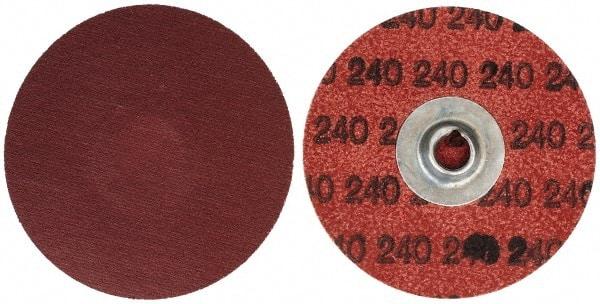 Merit Abrasives - 3" Disc Diam, 240 Grit, Aluminum Oxide Quick Change Disc - Type S Attaching System, Coated, Brown, 20,000 RPM, ALO Series - Benchmark Tooling