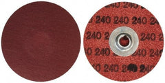 Merit Abrasives - 3" Disc Diam, 240 Grit, Aluminum Oxide Quick Change Disc - Type S Attaching System, Coated, Brown, 20,000 RPM, ALO Series - Benchmark Tooling