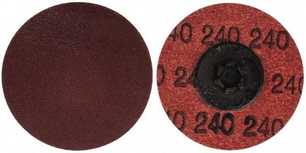 Merit Abrasives - 2" Disc Diam, 240 Grit, Aluminum Oxide Quick Change Disc - Type P Attaching System, Coated, Brown, 30,000 RPM, ALO Series - Benchmark Tooling