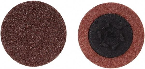 Merit Abrasives - 2" Disc Diam, 24 Grit, Aluminum Oxide Quick Change Disc - Type P Attaching System, Coated, Brown, 30,000 RPM, ALO Series - Benchmark Tooling