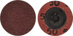 Merit Abrasives - 1-1/2" Disc Diam, 50 Grit, Aluminum Oxide Quick Change Disc - Type P Attaching System, Coated, Brown, 30,000 RPM, ALO Series - Benchmark Tooling