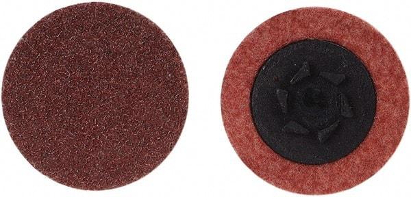 Merit Abrasives - 1" Disc Diam, 180 Grit, Aluminum Oxide Quick Change Disc - Type P Attaching System, Coated, Brown, 40,000 RPM, ALO Series - Benchmark Tooling