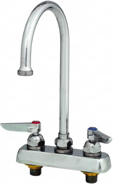 T&S Brass - Standard, 2 Way Design, Deck Mount, Workboard Deck Mount Faucet - 8-3/4 Inch Spout, Lever Handle - Benchmark Tooling