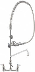 T&S Brass - Riser with Spring Guide, 2 Way Design, Wall Mount, Wall Pre Rinse Faucet Assembly - Lever Handle - Benchmark Tooling