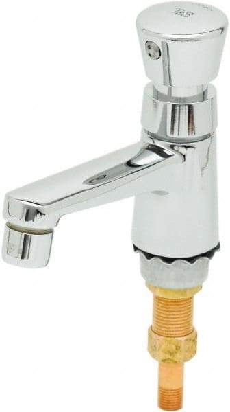 T&S Brass - Push Button Handle, Deck Mounted Bathroom Faucet - Metering Faucet, No Drain, Standard Spout - Benchmark Tooling