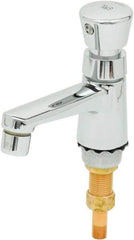 T&S Brass - Push Button Handle, Deck Mounted Bathroom Faucet - Metering Faucet, No Drain, Standard Spout - Benchmark Tooling