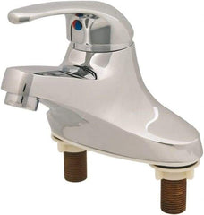 T&S Brass - Straight Handle, Deck Mounted Bathroom Faucet - One Handle, No Drain, Standard Spout - Benchmark Tooling