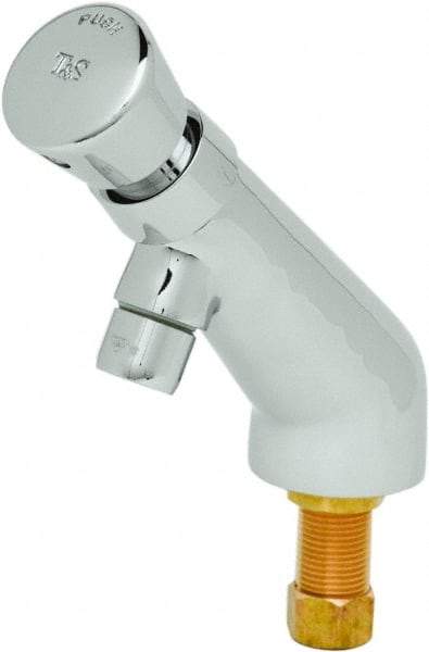 T&S Brass - Push Button Handle, Deck Mounted Bathroom Faucet - One Handle, No Drain, 6 Cast Spout - Benchmark Tooling