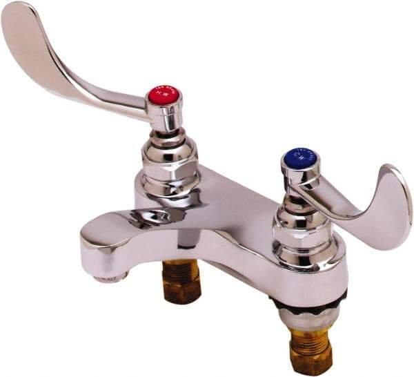 T&S Brass - Faucet Mount, Deck Mount Faucet without Spray - Two Handle, Wrist Blade Handle, Cast Basin Spout, No Drain - Benchmark Tooling