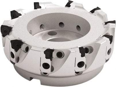 Seco - 12 Inserts, 200mm Cut Diam, 60mm Arbor Diam, 7.5mm Max Depth of Cut, Indexable Square-Shoulder Face Mill - 93° Lead Angle, 63mm High, XNEX 0806 Insert Compatibility - Benchmark Tooling