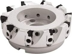 Seco - 12 Inserts, 200mm Cut Diam, 60mm Arbor Diam, 7.5mm Max Depth of Cut, Indexable Square-Shoulder Face Mill - 93° Lead Angle, 63mm High, XNEX 0806 Insert Compatibility - Benchmark Tooling