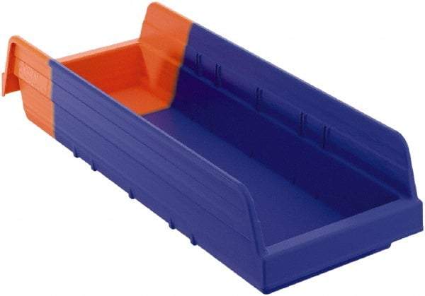 Akro-Mils - 17-7/8" Deep, Blue/Orange Hopper Shelf Bin - 4" High x 6-5/8" Wide x 17-7/8" Long - Benchmark Tooling