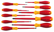 Insulated Slotted Screwdriver 2.0; 2.5; 3.0; 3.5; 4.5; 6.5mm & Phillips #0; 1; 2; 3. 10 Piece Set - Benchmark Tooling