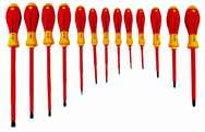 Insulated Slotted Screwdriver 2.0; 2.5; 3.0; 3.5; 4.5; 5.5; 6.5; 8.0; 10.0mm & Phillips # 0; 1; 2; 3. 13 Piece Set - Benchmark Tooling