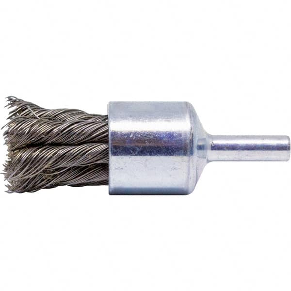 Brush Research Mfg. - 3/4" Brush Diam, Knotted, End Brush - 1/4" Diam Steel Shank, 20,000 Max RPM - Benchmark Tooling