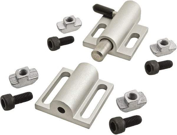 80/20 Inc. - 89mm Long x 38mm Wide x 0.66mm High, Deadbolt Latch with Side Latch - Aluminum Body with Stainless Steel Bolt, Spring & Handle, with Clear Anodized Finish - Benchmark Tooling