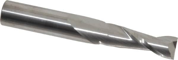 SGS - 21/64", 1" LOC, 3/8" Shank Diam, 2-1/2" OAL, 2 Flute, Solid Carbide Square End Mill - Single End, Uncoated, Spiral Flute, 30° Helix, Centercutting, Right Hand Cut, Right Hand Flute, Series 3 - Benchmark Tooling