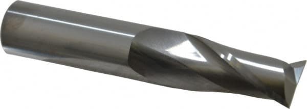 SGS - 3/4", 1-1/2" LOC, 3/4" Shank Diam, 4" OAL, 2 Flute, Solid Carbide Square End Mill - Single End, Uncoated, Spiral Flute, 30° Helix, Centercutting, Right Hand Cut, Right Hand Flute, Series 3 - Benchmark Tooling