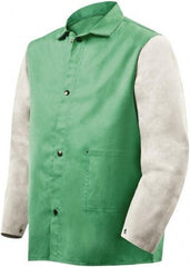 Steiner - Size L Flame Resistant/Retardant Jacket - Green, Gray, Cotton & Leather, Snaps Closure, 48 to 50" Chest - Benchmark Tooling
