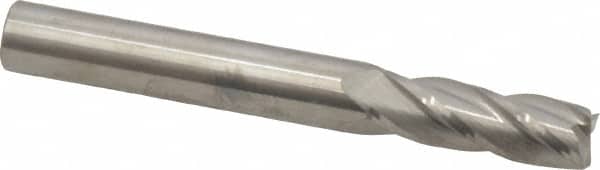 SGS - 19/64", 13/16" LOC, 5/16" Shank Diam, 2-1/2" OAL, 4 Flute, Solid Carbide Square End Mill - Single End, Uncoated, Spiral Flute, 30° Helix, Centercutting, Right Hand Cut, Right Hand Flute, Series 1 - Benchmark Tooling