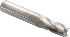 SGS - 15/32", 1" LOC, 1/2" Shank Diam, 3" OAL, 4 Flute, Solid Carbide Square End Mill - Single End, Uncoated, Spiral Flute, 30° Helix, Centercutting, Right Hand Cut, Right Hand Flute, Series 1 - Benchmark Tooling