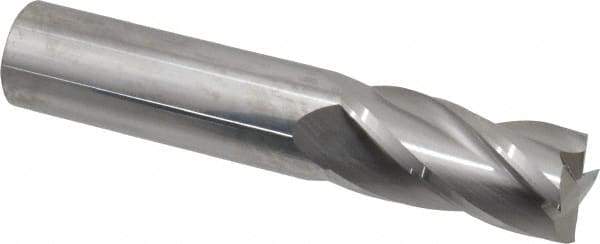 SGS - 3/4", 1-1/2" LOC, 3/4" Shank Diam, 4" OAL, 4 Flute, Solid Carbide Square End Mill - Single End, Uncoated, Spiral Flute, 30° Helix, Centercutting, Right Hand Cut, Right Hand Flute, Series 1 - Benchmark Tooling