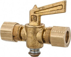 Parker - 3/8" Tube, Compression Pipe to Compression Pipe Drain Cock & Shutoff Valve - 3/8-18 Thread, 30 Max psi - Benchmark Tooling