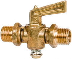 Parker - 1/4" Pipe, Male Pipe to Male Pipe Drain Cock & Shutoff Valve - 1/4-18 Thread, 30 Max psi - Benchmark Tooling