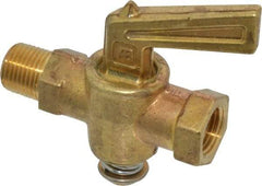 Parker - 1/8" Pipe, Female Pipe to Male Pipe Drain Cock & Shutoff Valve - 1/8-27 Thread, 30 Max psi - Benchmark Tooling