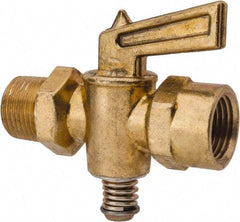 Parker - 3/8" Pipe, Female Pipe to Male Pipe Drain Cock & Shutoff Valve - 3/8-18 Thread, 30 Max psi - Benchmark Tooling