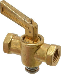 Parker - 1/8" Pipe, Female Pipe to Female Pipe Drain Cock & Shutoff Valve - 1/8-27 Thread, 30 Max psi - Benchmark Tooling