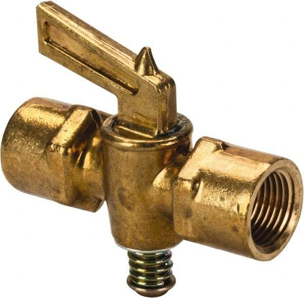 Parker - 3/8" Pipe, Female Pipe to Female Pipe Drain Cock & Shutoff Valve - 3/8-18 Thread, 30 Max psi - Benchmark Tooling