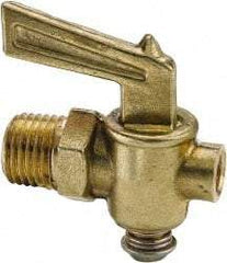 Parker - 1/2" Pipe, Male Pipe Drain Cock & Shutoff Valve - 1/8-27 Thread, 150 Max psi - Benchmark Tooling