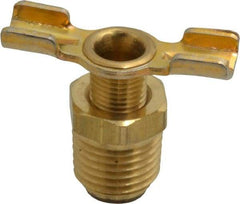 Parker - 1/4" Pipe, External Seal Drain Cock & Shutoff Valve - 1/4-18 Thread, 150 Max psi - Benchmark Tooling