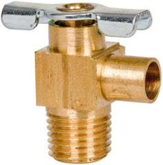 Parker - 1/4" Pipe, 3/8" Tube, Tube to Male Pipe Drain Cock & Shutoff Valve - 1/4-18 Thread, 150 Max psi - Benchmark Tooling