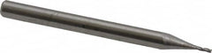 SGS - 1/32", 5/64" LOC, 1/8" Shank Diam, 1-1/2" OAL, 3 Flute, Solid Carbide Square End Mill - Single End, Uncoated, Spiral Flute, 30° Helix, Centercutting, Right Hand Cut, Right Hand Flute, Series 5 - Benchmark Tooling