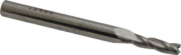 SGS - 9/64", 1/2" LOC, 3/16" Shank Diam, 2" OAL, 3 Flute, Solid Carbide Square End Mill - Single End, Uncoated, Spiral Flute, 30° Helix, Centercutting, Right Hand Cut, Right Hand Flute, Series 5 - Benchmark Tooling