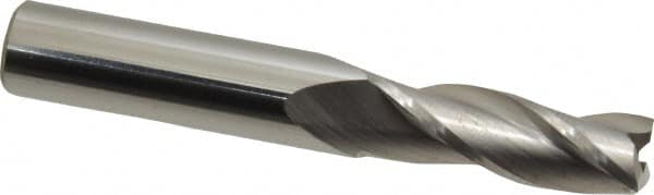 SGS - 11/32", 1" LOC, 3/8" Shank Diam, 2-1/2" OAL, 3 Flute, Solid Carbide Square End Mill - Single End, Uncoated, Spiral Flute, 30° Helix, Centercutting, Right Hand Cut, Right Hand Flute, Series 5 - Benchmark Tooling